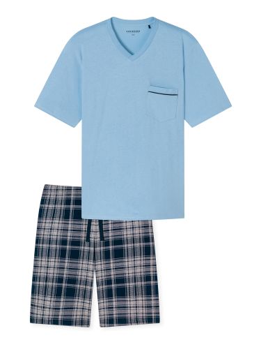 Pyjama kort ' Comfort Fit '  lichtblauw / donkerblauw / grijs