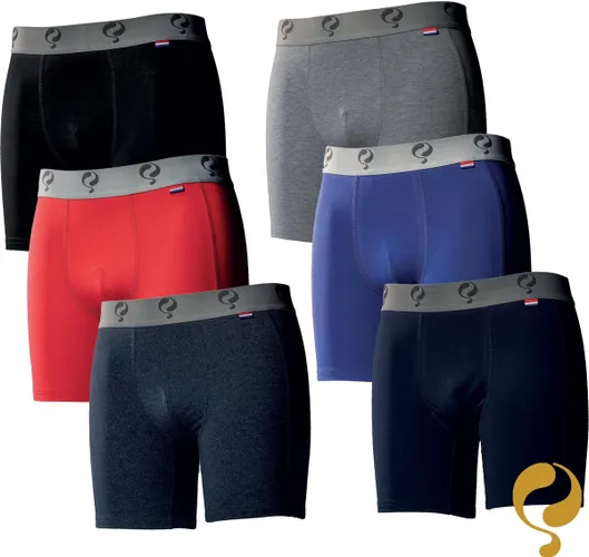 Quick Q1905 Bodywear Heren Boxershorts 6-Pack Zwart Grijs Blauw Rood Jeans Navy