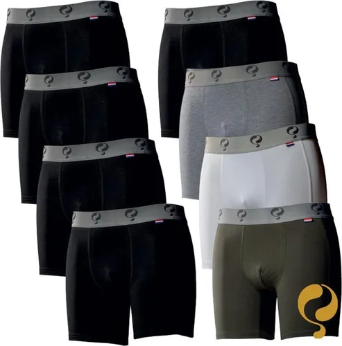 Quick Q1905 Bodywear Heren Boxershorts 8-Pack Zwart Grijs Wit Army