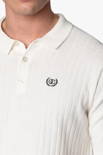 Quotrell Couture - JAY KNITTED POLO - OFF WHITE/BLACK - XS