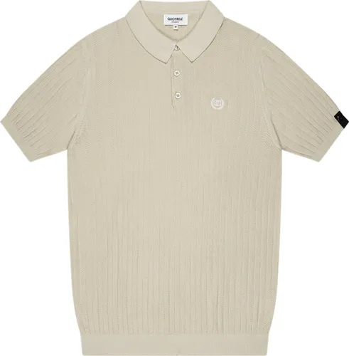 Quotrell Couture - JAY KNITTED POLO - STONE/OFF WHITE - XXL
