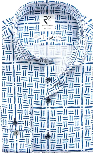 R2 Hemd Knitted Print Blauw