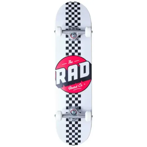RAD Checker Stripe Compleet Skateboard (7.75" - Wit)