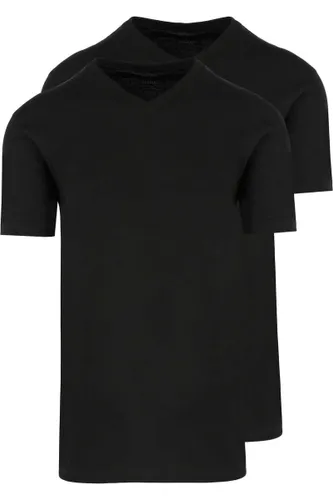 RAGMAN Regular Fit T-Shirt V-hals Dubbel pak zwart, Effen