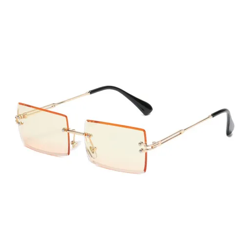 RAMBUX® - Zonnebril - Oranje - Zonnebril Heren & Dames - Gouden Frame - Randloze Zonnebril - Vierkante Bril