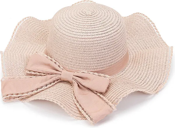 RAMBUX® - Zonnehoed Dames - Roze - Golvend - Rieten Strandhoed - Strohoed UV Werend - Hoed Vouwbaar - Kinband - 56-57 cm