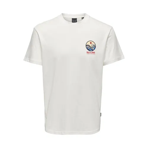 Recht T-shirt met korte mouwen en logo op de borst