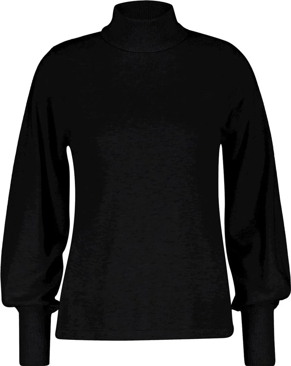 Red Button Trui Sweet Roll Neck Puff Sleeve Srb4067 1 Black Dames