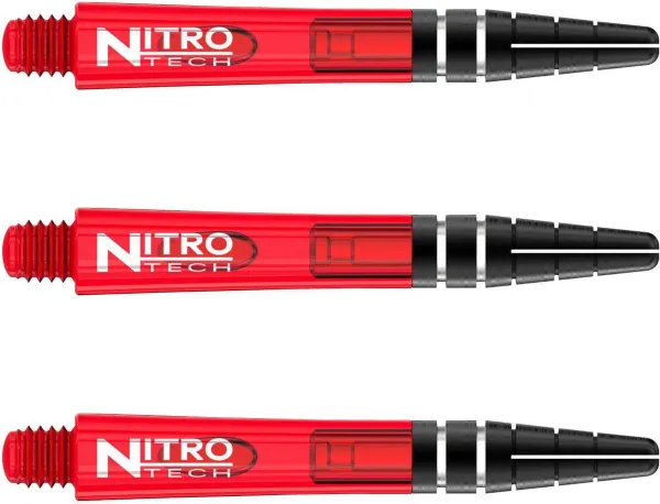 RED DRAGON - Nitrotech Rood Korte Dartschachten - 3 sets per pakket (9 stengels in totaal)