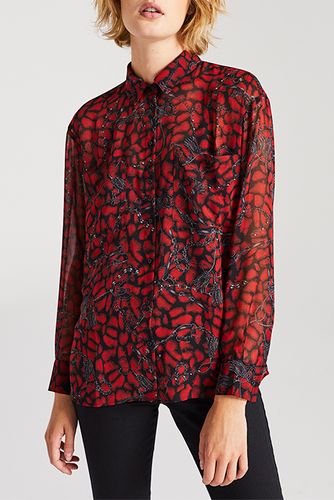 Red Snake And Chain Print Voile Shirt