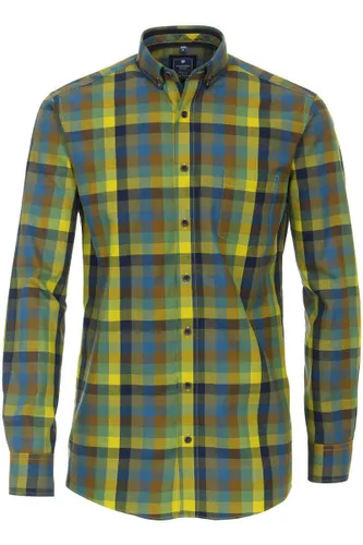 Redmond Casual Regular Fit Overhemd blauw/geel, Ruit