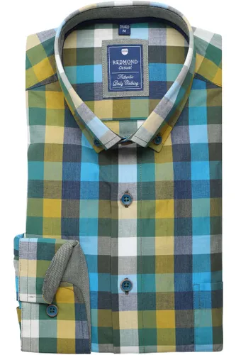 Redmond Casual Regular Fit Overhemd blauw/groen, Ruit