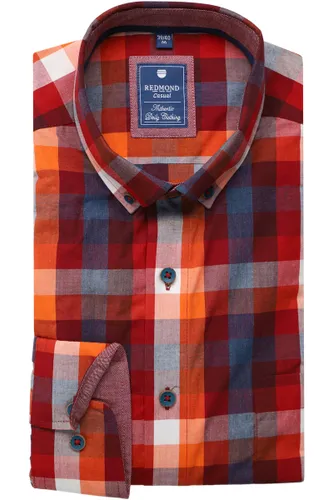 Redmond Casual Regular Fit Overhemd blauw/rood/wit, Ruit