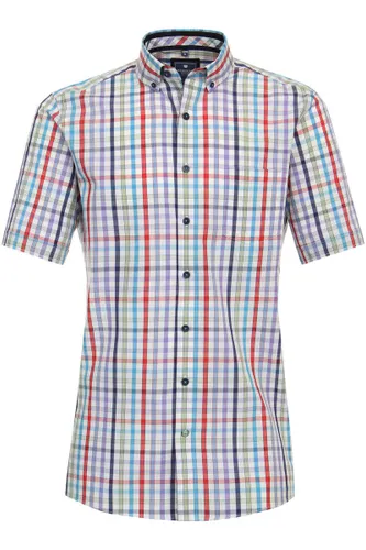 Redmond Casual Regular Fit Overhemd Korte mouw blauw/aqua/wit