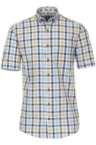 Redmond Casual Regular Fit Overhemd Korte mouw blauw/bruin/wit