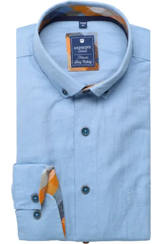 Redmond Casual Regular Fit Overhemd lichtblauw, Effen