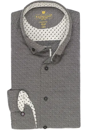 Redmond Modern Fit Overhemd antraciet/wit, Motief