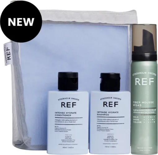 REF Stockholm - Intense Hydrate Pakket - Krullen Zomerpakket - Vakantiepakket Droog haar - Reisverpakkingen Shampoo Conditioner Fiber Mousse