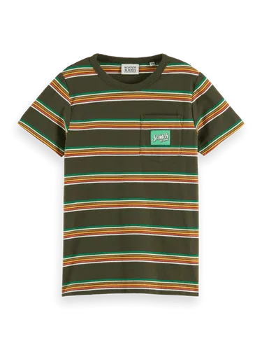 Regular fit yarn-dyed gestreept T-shirt van biologisch katoen - Maat 14 - Multicolor - Jongen - T-shirt - Scotch & Soda