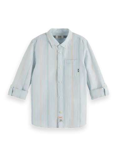 Regular-fit - yarn-dyed stripe cotton linen shirt - Maat 8 - Multicolor - Jongen - Shirt - Scotch & Soda