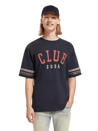 Relaxed fit club soda applique T-shirt in Organic Cotton - Maat M - Multicolor - Man - T-shirt - Scotch & Soda