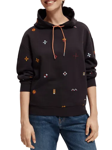 Relaxed fit geborduurde hoodie - Maat XS - Multicolor - Vrouw - Trui - Scotch & Soda
