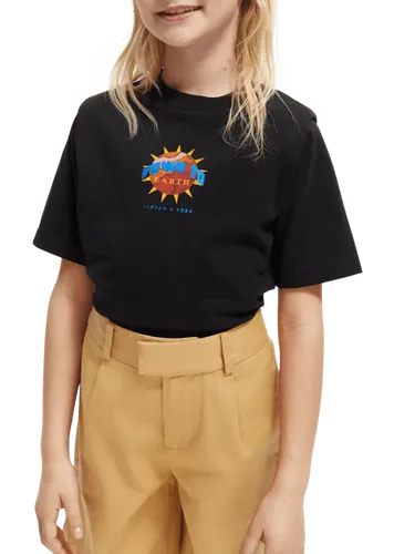 Relaxed fit T-shirt van biologisch katoen met artwork en schoudervulling - Maat 14 - Multicolor - Meisje - T-shirt - Scotch & Soda