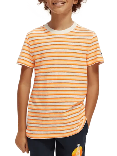 Relaxed-fit yarn-dyed striped Cotton Linen T-shirt - Maat 6 - Multicolor - Jongen - T-shirt - Scotch & Soda