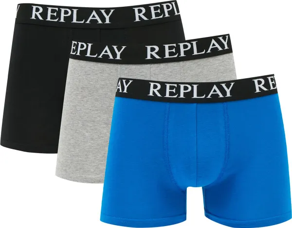 Replay - Boxer Basic Cuff Logo 3 Pack - Boxershorts Heren-XL