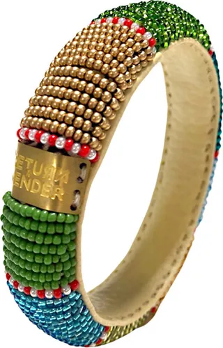 Return to Sender | Gekleurde armband petit bloc groen - Beaded bracelet slim - - Multicolour