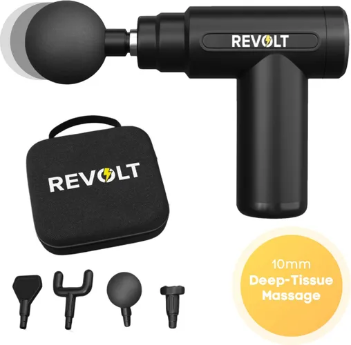 Revolt - Mini Massage Gun - Inclusief 5 Opzetstukken - Inclusief Adapter - 6 Snelheidsstanden - Spierherstel & Spierontspanning