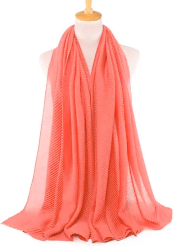 Ribbel / Crinkle Sjaal - Koraal | Sjaal/Hijab/Hoofddoek | Polyester | 180 x 90 cm | Fashion Favorite