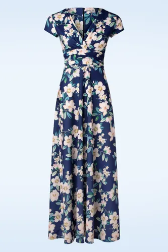 Rinda Floral maxi jurk in marineblauw