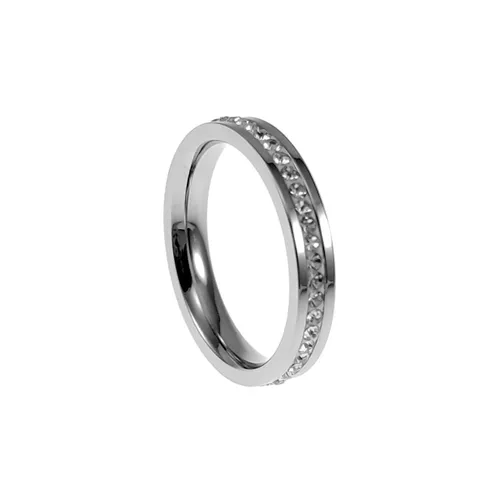 Ring Dames - Gepolijst RVS - Smalle Ring met Zikonia's