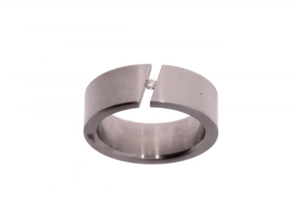 Ring - Dames - Staal met diamant - Xen - maat 55 - Verlinden juwelier