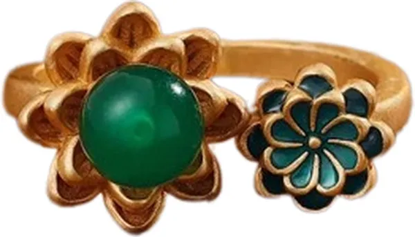 Ring met Lotus, goud kleur, verstelbaar | Sparkolia