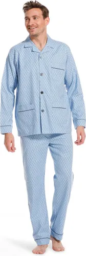 Robson Heren pyjama flanel knoopsluiting - 503 - 56 - Blauw