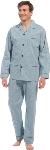 Robson Heren pyjama katoen knoopsluiting - 507 - 64 - Blauw
