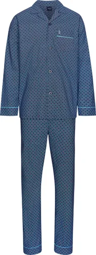 Robson Heren Pyjamaset Dutchy - Blauw - Doorknoop - Geweven Katoen