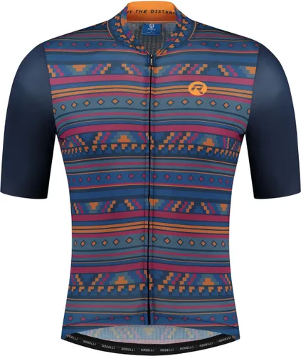 Rogelli Aztec Fietsshirt - Korte Mouwen - Heren - Blauw, Oranje