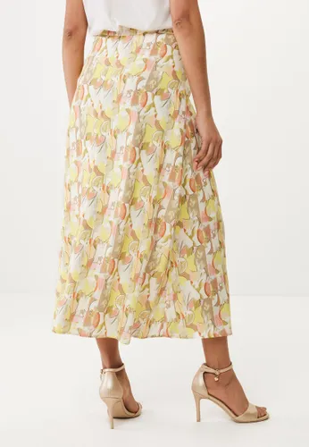 Rok With Gathered Front All Over Print Dames - Lime Geel