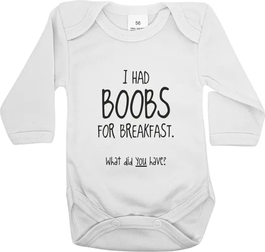 Romper I had boobs for breakfast. What did you have? - Lange mouw wit