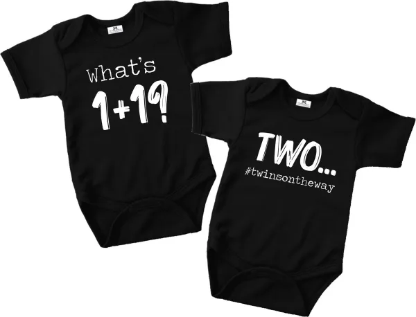 Rompertjes baby tweeling met tekst-bekendmaking zwangerschap-twins on the way