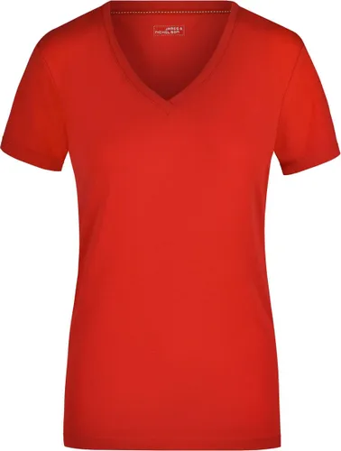 Rood dames stretch t-shirt met V-hals S