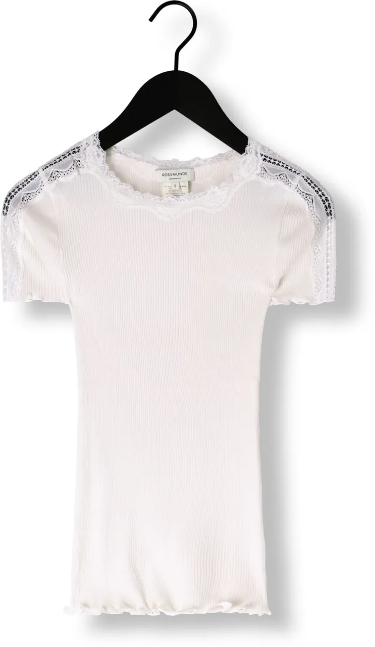 ROSEMUNDE Dames Tops & T-shirts Benita Silk T-shirt W/ Lace - Wit