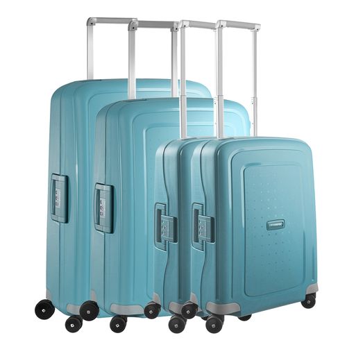 Samsonite S&apos;Cure 4-Delige Kofferset 55/55/69/75 aqua blue Harde Koffer