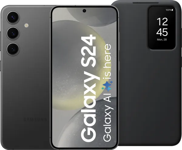Samsung Galaxy S24 256GB Zwart 5G + Smart View Book Case Zwa