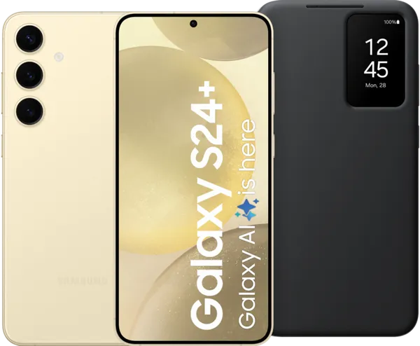 Samsung Galaxy S24 Plus 256GB Geel 5G + Smart View Book Case Zwart