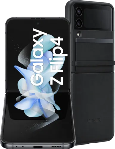 Samsung Galaxy Z Flip 4 128GB Grijs 5G + Back Cover Leer Zwart