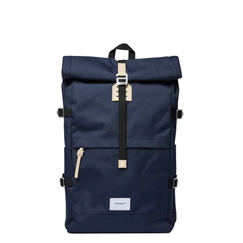 Sandqvist Bernt Backpack navy with natural leather backpack